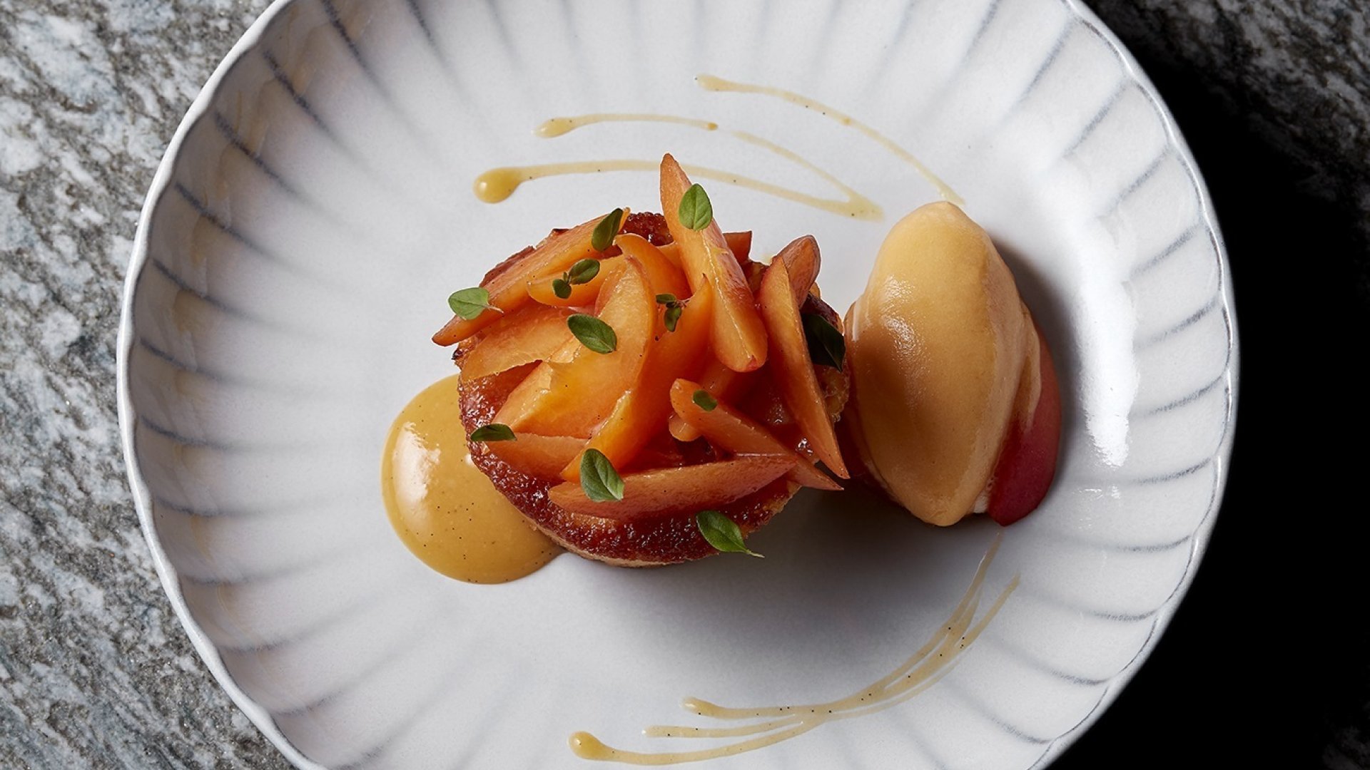 Moelleux aux abricots, sorbet abricot